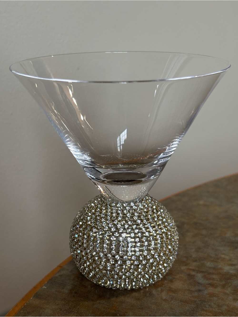 Gemezzi Crystal Martini Glass with Rhinestone Gold Base 1